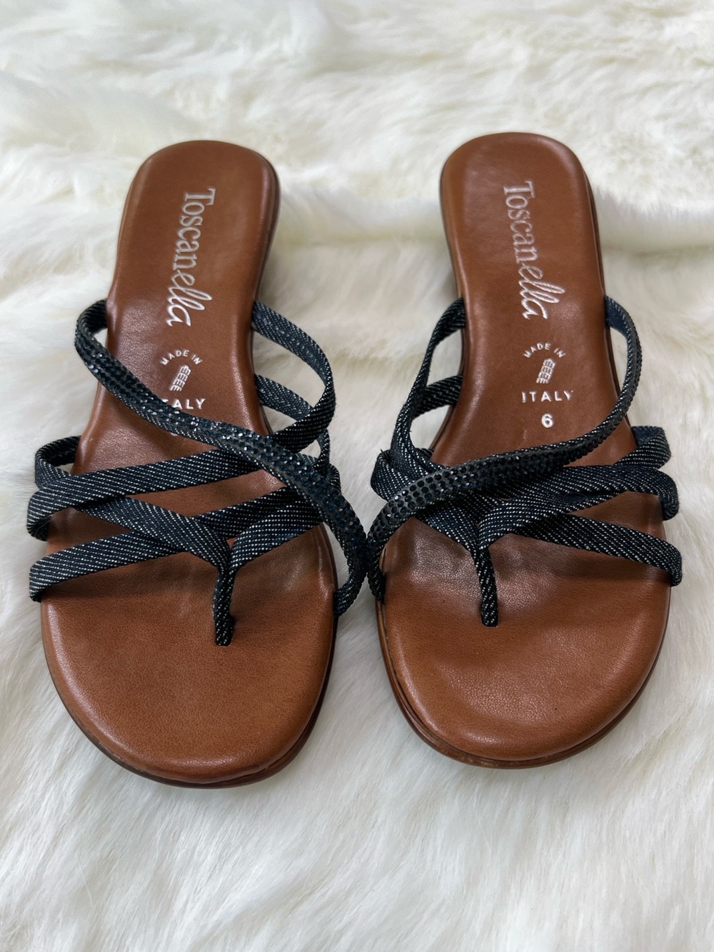 Toscanella Strappy Leather Slide Sandals Made in Italy summer sandals size 6